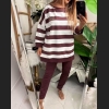 Swobodna bluza w szerokie paski w kolorze śmietankowo-bordowym